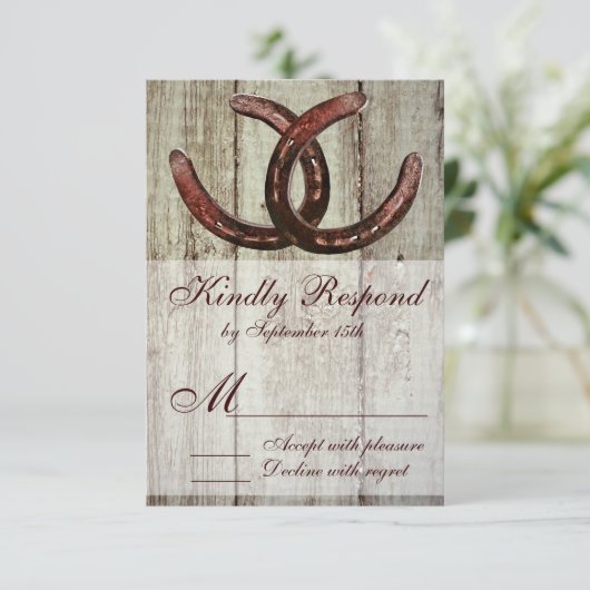Rustige Hoefijzers Landstijl Weddenschap RSVP (Staand voorkant)