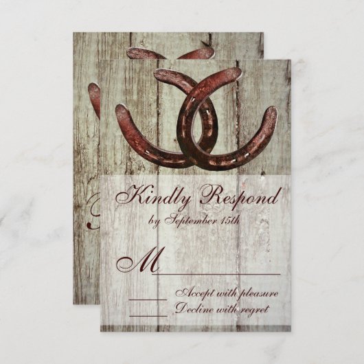 Rustige Hoefijzers Landstijl Weddenschap RSVP (Voorkant / Achterkant)