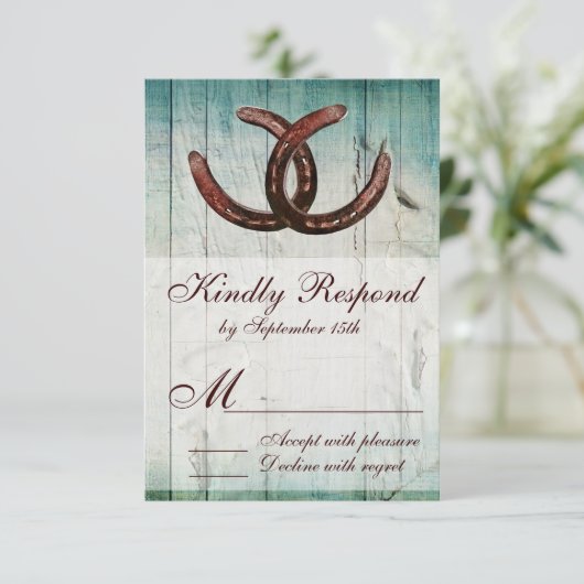 Rustige Hoefijzers Landstijl Weddenschap RSVP (Staand voorkant)