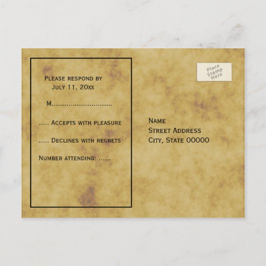 Rustige Hoefijzers met BG RSVP Uitnodiging Briefkaart (Achterkant)