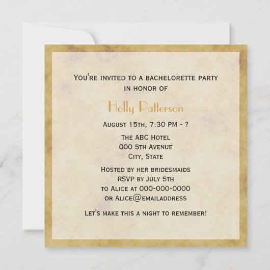 Rustige Hoefijzers met BG SQ Bachelorette Kaart (Achterkant)