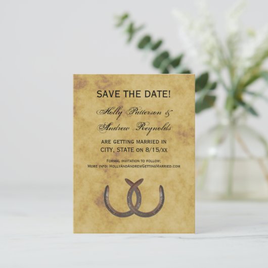 Rustige Hoefijzers Onderdruk BG sparen de Datum Aankondigingskaart (Staand voorkant)