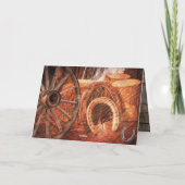 Rustige Hoefijzers op wielwielen Westerne stijl Feestdagen Kaart (Achterkant)