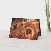 Rustige Hoefijzers op wielwielen Westerne stijl Feestdagen Kaart (Voorkant)