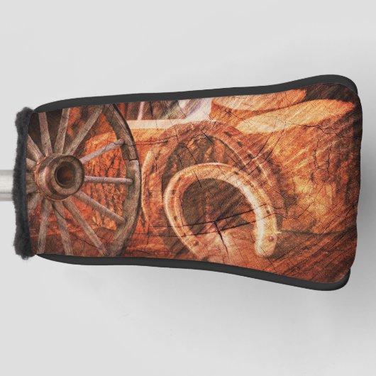 Rustige Hoefijzers op wielwielen Westerne stijl Golfheadcover (Voorkant)