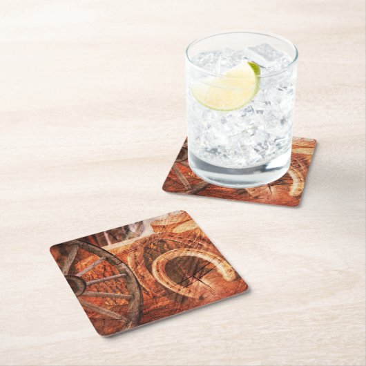 Rustige Hoefijzers op wielwielen Westerne stijl Kartonnen Onderzetters (Insitu)