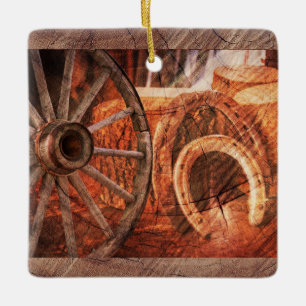 Rustige Hoefijzers op wielwielen Westerne stijl Keramisch Ornament
