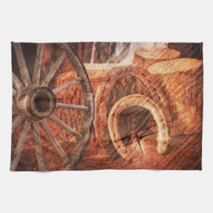 Rustige Hoefijzers op wielwielen Westerne stijl Theedoek