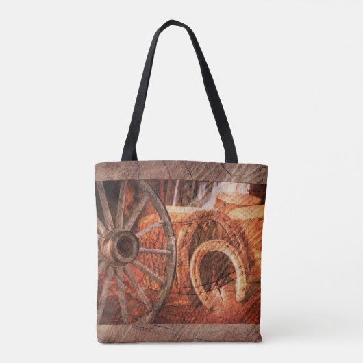 Rustige Hoefijzers op wielwielen Westerne stijl Tote Bag (Achterkant)