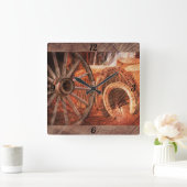 Rustige Hoefijzers op wielwielen Westerne stijl Vierkante Klok (Huis)