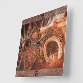 Rustige Hoefijzers op wielwielen Westerne stijl Vierkante Klok (Hoek)