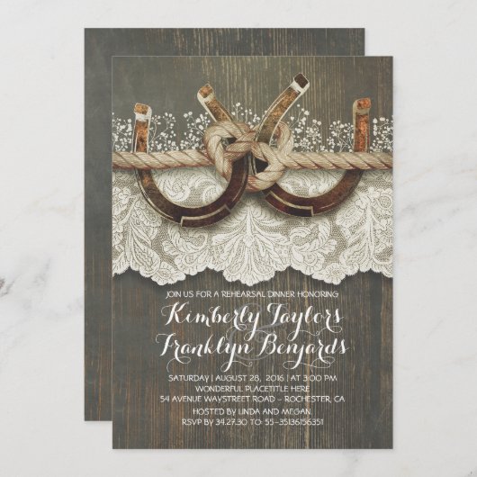 Rustige Hoefijzers  Paar repetitief diner Kaart (Voorkant / Achterkant)