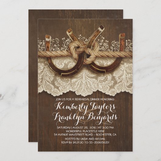 Rustige Hoefijzers  Paar repetitief diner Kaart (Voorkant / Achterkant)