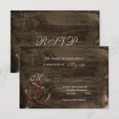Rustige Hoefijzers RSVP-kaarten voor houtwuwen RSVP Kaartje (Voorkant / Achterkant)