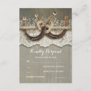 Rustige Hoefijzers van het land Hout Wace Wedding  RSVP Kaartje