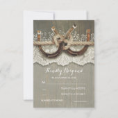 Rustige Hoefijzers van het land Hout Wace Wedding  RSVP Kaartje (Voorkant)