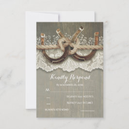 Rustige Hoefijzers van het land Hout Wace Wedding  RSVP Kaartje