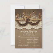 Rustige Hoefijzers van het land Hout Wace Wedding  RSVP Kaartje (Voorkant)