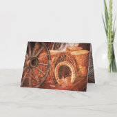 Rustige Hoefijzers  Westerne Stijlholida Feestdagen Kaart (Achterkant)