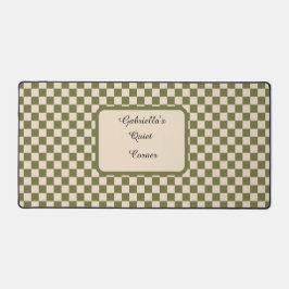 Rustige Hoek Groene en Beige Geruite Bureaumat