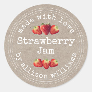 Rustige Homemade aardbei Jam Kraft Paper Classic Ronde Sticker