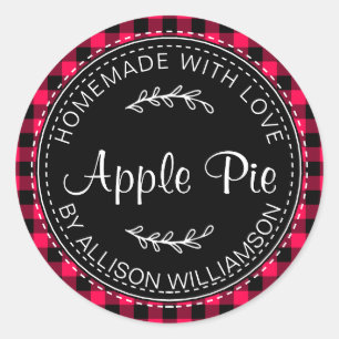 Rustige Homemade Apple Pie Bright Pink Black Pset Ronde Sticker