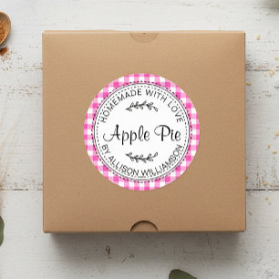Rustige Homemade Apple Pie Neon Roze check Ronde Sticker