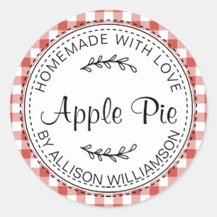 Rustige Homemade Apple Pie Red Check Ronde Sticker
