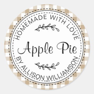 Rustige Homemade Baked Goods Apple Pie Sand Check Ronde Sticker