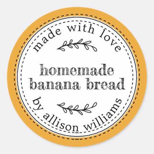 Rustige Homemade Banana Bread Mellow Yellow Check Ronde Sticker (Voorkant)