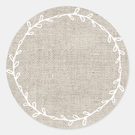 Rustige Homemade beige Burlap schrijft op blanco Ronde Sticker (Voorkant)