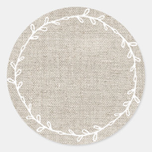 Rustige Homemade beige Burlap schrijft op blanco Ronde Sticker
