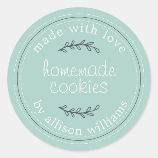 Rustige Homemade Bked Goods Cookies Blue Ronde Sticker (Voorkant)