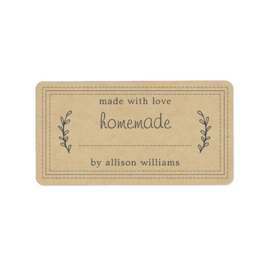 Rustige Homemade Bked Goods Jam Canning Kraft Etiket (Voorkant)