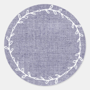 Rustige Homemade Blue Burlap schrijft op blanco Ronde Sticker