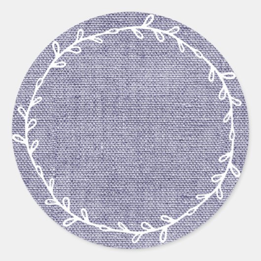 Rustige Homemade Blue Burlap schrijft op blanco Ronde Sticker (Voorkant)