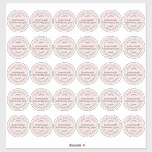 Rustige Homemade Blueberry Jam Pastel Roze 2 inch Sticker