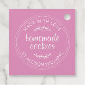 Rustige Homemade Cookies Fuchsia Pink Bedankjes Labels (Achterkant)