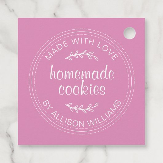 Rustige Homemade Cookies Fuchsia Pink Bedankjes Labels (Achterkant)