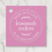 Rustige Homemade Cookies Fuchsia Pink Bedankjes Labels (Voorkant)