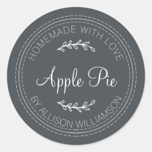 Rustige Homemade gebak artikelen Apple Pie Black W Ronde Sticker