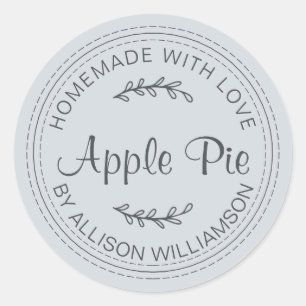 Rustige Homemade gebak artikelen Apple Pie Blauw Ronde Sticker