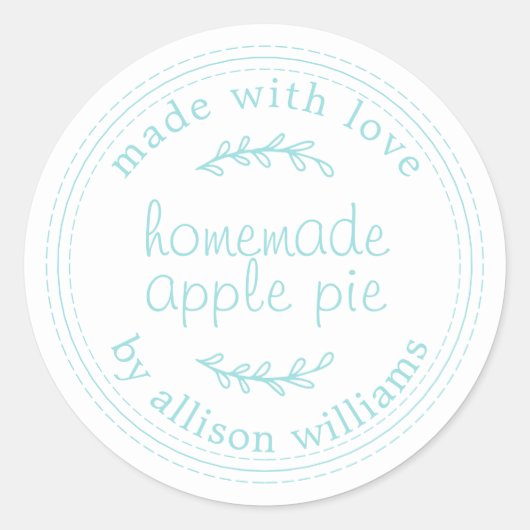 Rustige Homemade gebak artikelen Apple Pie Blue Wh Ronde Sticker (Voorkant)