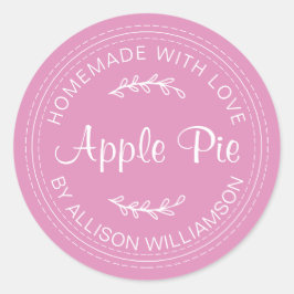 Rustige Homemade gebak artikelen Apple Pie Fuchsia Ronde Sticker