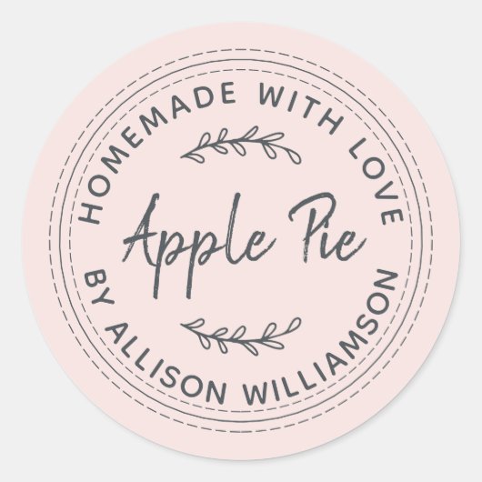 Rustige Homemade gebak artikelen Apple Pie Pastel  Ronde Sticker (Voorkant)