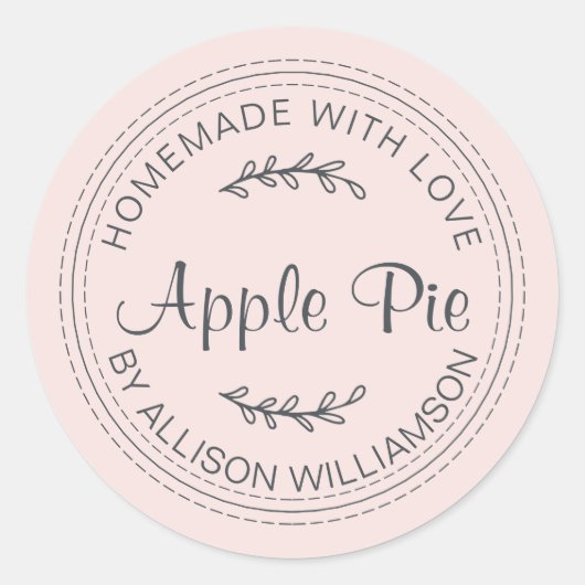 Rustige Homemade gebak artikelen Apple Pie Pastel  Ronde Sticker (Voorkant)