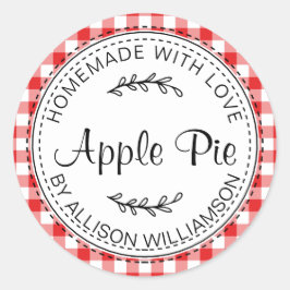 Rustige Homemade gebak artikelen Apple Pie Red Che Ronde Sticker