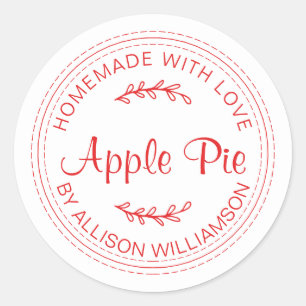 Rustige Homemade gebak artikelen Apple Pie Red Whi Ronde Sticker