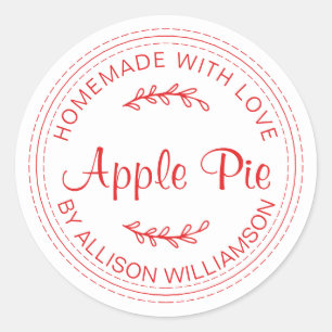 Rustige Homemade gebak artikelen Apple Pie Red Whi Ronde Sticker