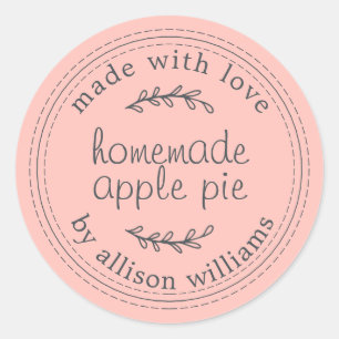 Rustige Homemade gebak artikelen Apple roze Ronde Sticker